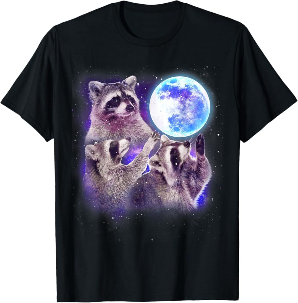 Amazon.com: Three Raccoon Moon Funny 3 Wolves Parody Racoon Space